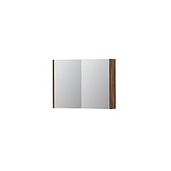 INK SPK1 spiegelkast met 2 dubbel gespiegelde deuren, 1 verstelbaar glazen planchet, stopcontact en schakelaar 80 x 14 x 60 cm, noten