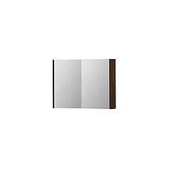 INK SPK1 spiegelkast met 2 dubbel gespiegelde deuren, 1 verstelbaar glazen planchet, stopcontact en schakelaar 80 x 14 x 60 cm, koper eiken
