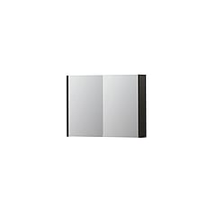 INK SPK1 spiegelkast met 2 dubbel gespiegelde deuren, 1 verstelbaar glazen planchet, stopcontact en schakelaar 80 x 14 x 60 cm, intens eiken