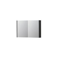 INK SPK1 spiegelkast met 2 dubbel gespiegelde deuren, stopcontact en schakelaar 90 x 14 x 60 cm, mat antraciet
