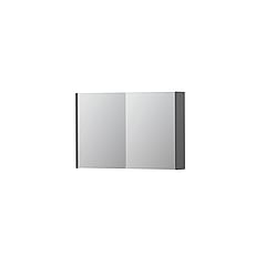 INK SPK1 spiegelkast met 2 dubbel gespiegelde deuren, stopcontact en schakelaar 90 x 14 x 60 cm, mat grijs
