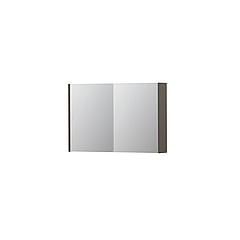 INK SPK1 spiegelkast met 2 dubbel gespiegelde deuren, stopcontact en schakelaar 90 x 14 x 60 cm, mat taupe
