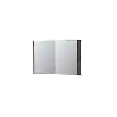 INK SPK1 spiegelkast met 2 dubbel gespiegelde deuren, stopcontact en schakelaar 90 x 14 x 60 cm, oer grijs