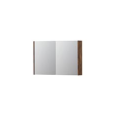 INK SPK1 spiegelkast met 2 dubbel gespiegelde deuren, stopcontact en schakelaar 90 x 14 x 60 cm, noten