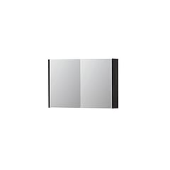 INK SPK1 spiegelkast met 2 dubbel gespiegelde deuren, stopcontact en schakelaar 90 x 14 x 60 cm, houtskool eiken
