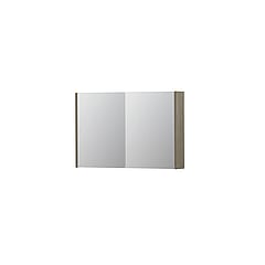INK SPK1 spiegelkast met 2 dubbel gespiegelde deuren, stopcontact en schakelaar 90 x 14 x 60 cm, greige eiken