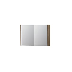 INK SPK1 spiegelkast met 2 dubbel gespiegelde deuren, stopcontact en schakelaar 90 x 14 x 60 cm, zuiver eiken