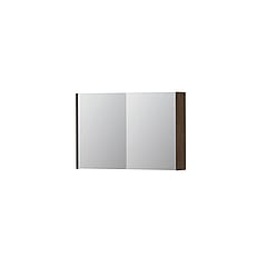INK SPK1 spiegelkast met 2 dubbel gespiegelde deuren, stopcontact en schakelaar 90 x 14 x 60 cm, chocolate fineer