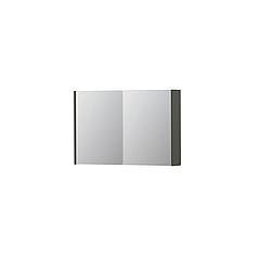 INK SPK1 spiegelkast met 2 dubbel gespiegelde deuren, stopcontact en schakelaar 90 x 14 x 60 cm, mat beton groen