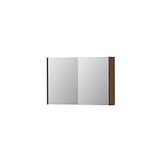 INK SPK1 spiegelkast met 2 dubbel gespiegelde deuren, stopcontact en schakelaar 90 x 14 x 60 cm, massief eiken chocolate