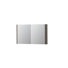 INK SPK1 spiegelkast met 2 dubbel gespiegelde deuren, stopcontact en schakelaar 100 x 14 x 60 cm, mat taupe