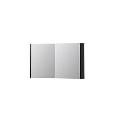 INK SPK1 spiegelkast met 2 dubbel gespiegelde deuren, stopcontact en schakelaar 100 x 14 x 60 cm, mat zwart
