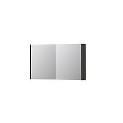 INK SPK1 spiegelkast met 2 dubbel gespiegelde deuren, stopcontact en schakelaar 100 x 14 x 60 cm, hoogglans antraciet