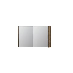 INK® SPK1 spiegelkast met 2 dubbel gespiegelde deuren, stopcontact en schakelaar 100 x 14 x 60 cm, naturel eiken