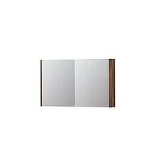 INK SPK1 spiegelkast met 2 dubbel gespiegelde deuren, stopcontact en schakelaar 100 x 14 x 60 cm, noten