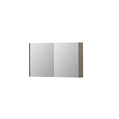 INK SPK1 spiegelkast met 2 dubbel gespiegelde deuren, stopcontact en schakelaar 100 x 14 x 60 cm, greige eiken