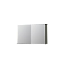 INK SPK1 spiegelkast met 2 dubbel gespiegelde deuren, stopcontact en schakelaar 100 x 14 x 60 cm, mat beton groen