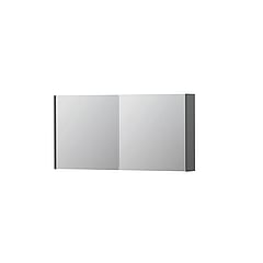 INK® SPK1 spiegelkast met 2 dubbel gespiegelde deuren, stopcontact en schakelaar 120 x 14 x 60 cm, mat grijs