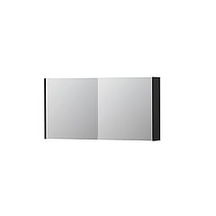INK SPK1 spiegelkast met 2 dubbel gespiegelde deuren, stopcontact en schakelaar 120 x 14 x 60 cm, mat zwart