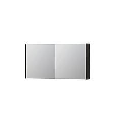 INK SPK1 spiegelkast met 2 dubbel gespiegelde deuren, stopcontact en schakelaar 120 x 14 x 60 cm, houtskool eiken