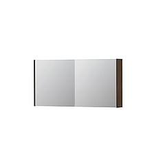 INK SPK1 spiegelkast met 2 dubbel gespiegelde deuren, stopcontact en schakelaar 120 x 14 x 60 cm, chocolate fineer