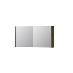 INK SPK1 spiegelkast met 2 dubbel gespiegelde deuren, stopcontact en schakelaar 120 x 14 x 60 cm, charcoal fineer