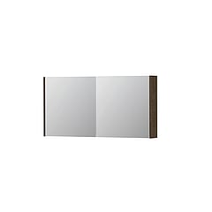 INK SPK1 spiegelkast met 2 dubbel gespiegelde deuren, stopcontact en schakelaar 120 x 14 x 60 cm, massief eiken charcoal