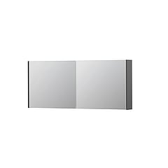 INK SPK1 spiegelkast met 2 dubbel gespiegelde deuren, stopcontact en schakelaar 140 x 14 x 60 cm, mat grijs