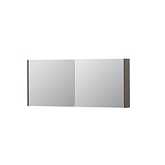 INK SPK1 spiegelkast met 2 dubbel gespiegelde deuren, stopcontact en schakelaar 140 x 14 x 60 cm, mat taupe