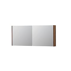 INK SPK1 spiegelkast met 2 dubbel gespiegelde deuren, stopcontact en schakelaar 140 x 14 x 60 cm, noten