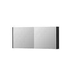 INK SPK1 spiegelkast met 2 dubbel gespiegelde deuren, stopcontact en schakelaar 140 x 14 x 60 cm, houtskool eiken