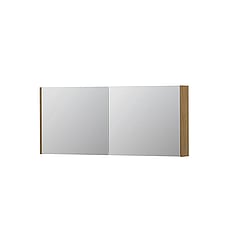 INK SPK1 spiegelkast met 2 dubbel gespiegelde deuren, stopcontact en schakelaar 140 x 14 x 60 cm, natur fineer