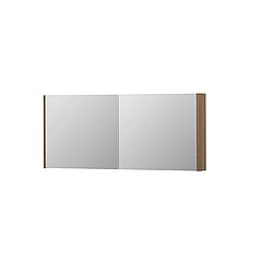 INK SPK1 spiegelkast met 2 dubbel gespiegelde deuren, stopcontact en schakelaar 140 x 14 x 60 cm, ash grey fineer