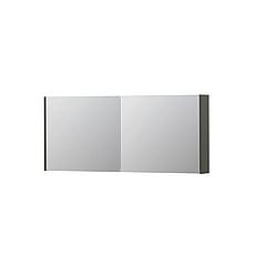 INK SPK1 spiegelkast met 2 dubbel gespiegelde deuren, stopcontact en schakelaar 140 x 14 x 60 cm, mat beton groen