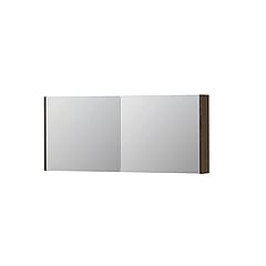 INK SPK1 spiegelkast met 2 dubbel gespiegelde deuren, stopcontact en schakelaar 140 x 14 x 60 cm, massief eiken charcoal