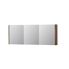 INK SPK1 spiegelkast met 3 dubbel gespiegelde deuren, stopcontact en schakelaar 160 x 14 x 60 cm, noten