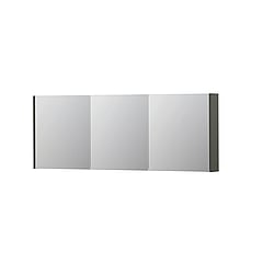 INK SPK1 spiegelkast met 3 dubbel gespiegelde deuren, stopcontact en schakelaar 160 x 14 x 60 cm, mat beton groen