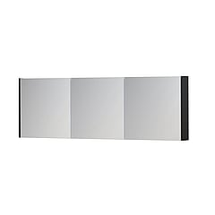 INK SPK1 spiegelkast met 3 dubbel gespiegelde deuren, stopcontact en schakelaar 180 x 14 x 60 cm, mat zwart