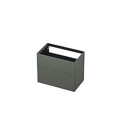 INK wastafelonderkast 2 laden greeploos push to open gelakt 80x45x65cm, mat beton groen