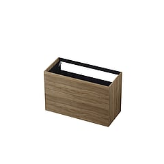 INK® wastafelonderkast 2 laden greeploos push to open hout decor 100x45x65cm, zuiver eiken