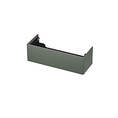 INK® wastafelonderkast 1 lade greeploos push to open gelakt 120x45x38cm, mat beton groen