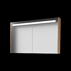 Basic Comfort spiegelkast met spiegels aan binnen- en buitenzijde op houten deuren 120 x 60 x 14 cm, whisky oak