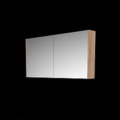 Basic Comfort spiegelkast met spiegels aan binnen- en buitenzijde op houten deur 50 x 60 x 14 cm, whisky oak