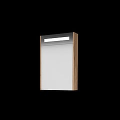 Basic Premium spiegelkast met geïntregeerde LED-verliching en spiegels aan buitenzijde op houten deur 50 x 60 x 14 cm, whisky oak