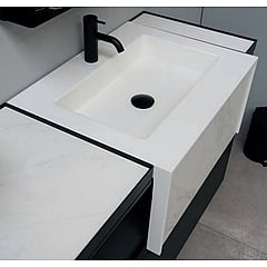 INK Tilo 600 wastafel zonder kraangat met voorzijde voor tegelinleg 60x4x45 cm, onyx/solid surface mat wit