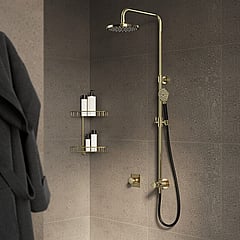 Hotbath Cobber regendoucheset, hoofddouche 20cm en doucheslang 1,5mtr met handdouche, zwart chroom