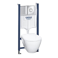 GROHE QuickFix Universeel wc-pack 4-in-1 inclusief inbouwreservoir, hangend toilet en Nova Cosmopolitan bedieningspaneel, chroom