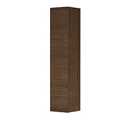 INK® hoge kast 1 deur links/rechts greeploos echt hout horizontaal gefreesd 36x37x169cm, massief eiken chocolate