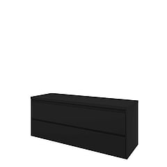 Proline Top wastafelonderkast met 2 laden symmetrisch en afdekplaat 140 x 46 x 52 cm, mat zwart