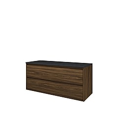 Proline Top wastafelonderkast met 2 laden asymmetrisch en afdekplaat hardsteen 100 x 46 x 60 cm, cabana oak